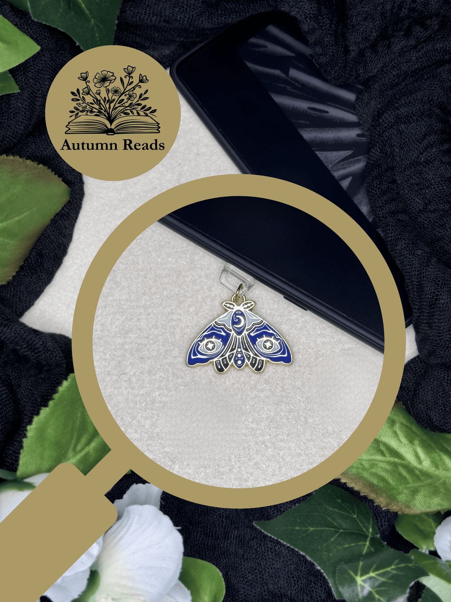 Blue Eye Moth USB‑C Dust Plug Charm