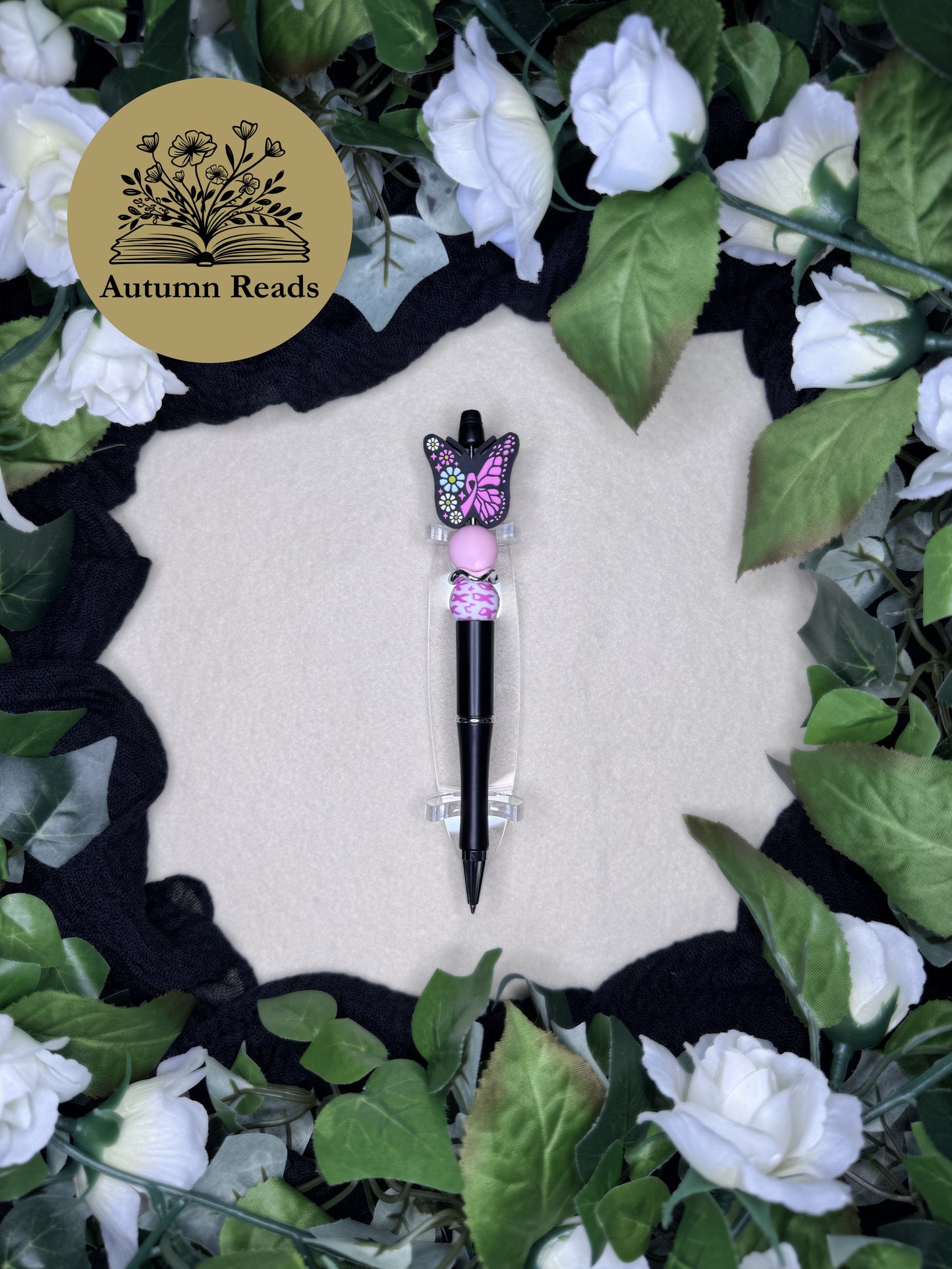 Breast Cancer Butterfly Beaded Ballpoint Pen