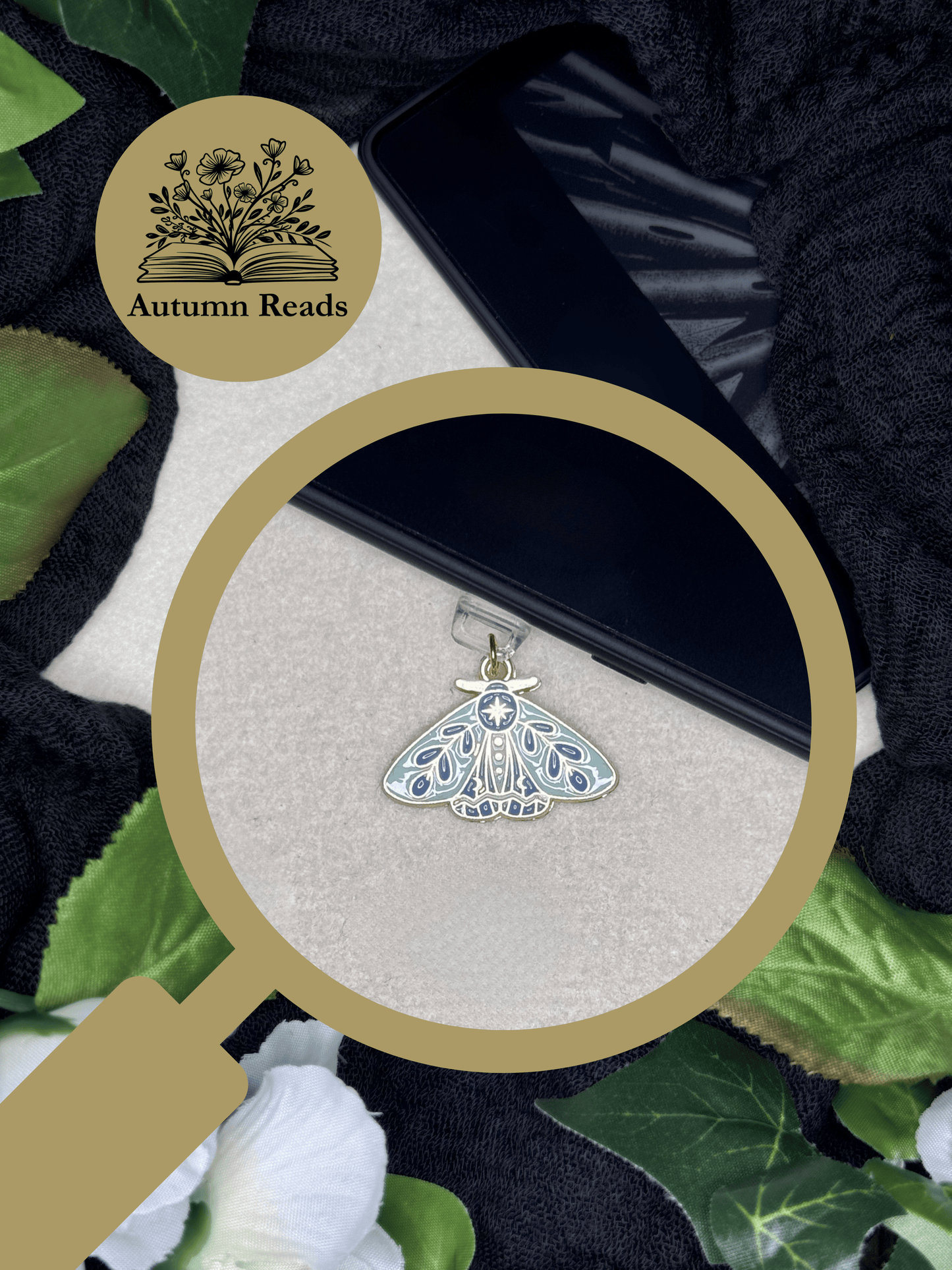 Light Blue Star Moth USB‑C Dust Plug Charm