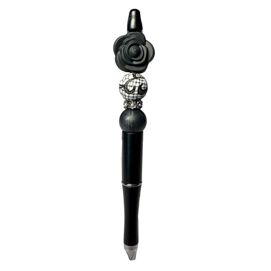 Black Rose Beaded Ballpoint Pen