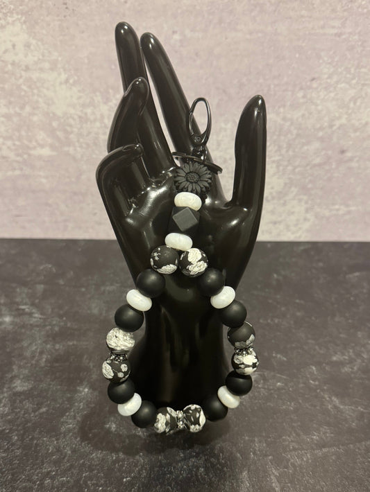 Black Floral Keychain