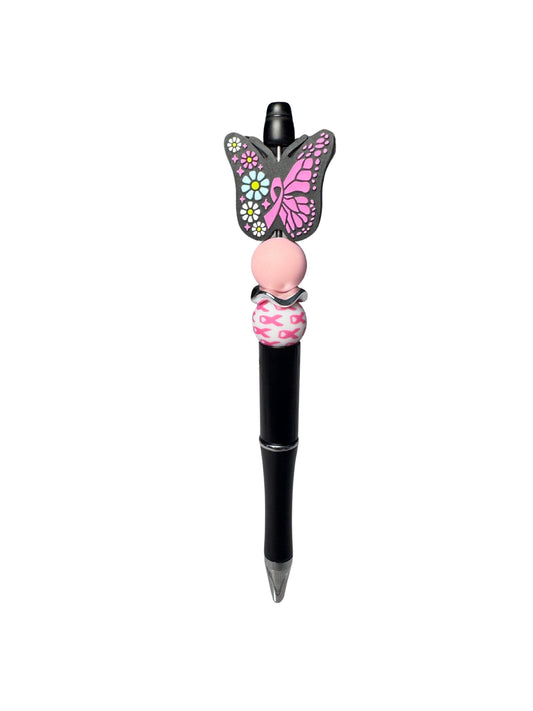 Breast Cancer Butterfly Beaded Ballpoint Pen