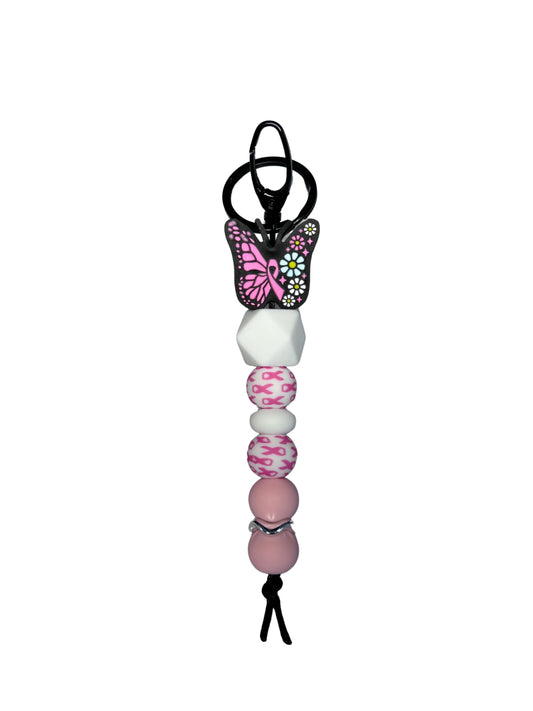 Breast Cancer Butterfly Keychain