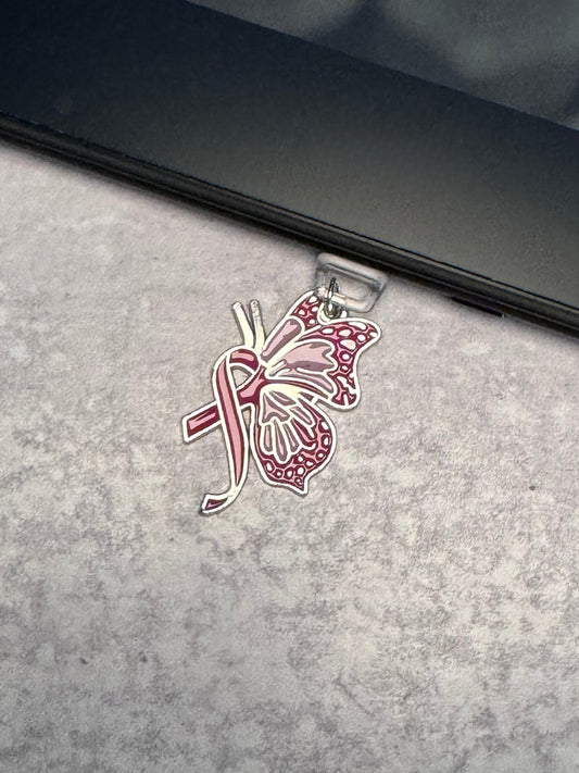Breast Cancer Wing Kindle Charm