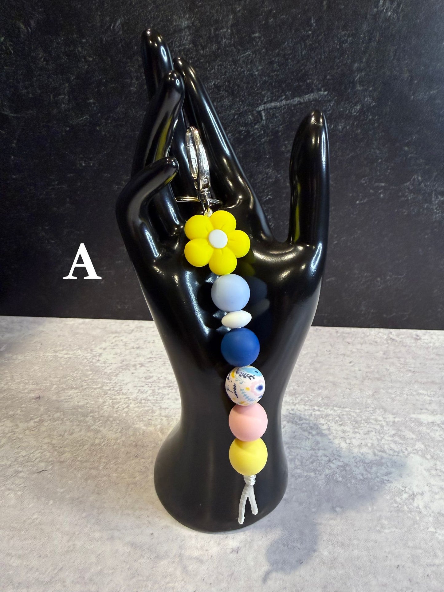 Spring Flower Silicone Beaded Keychain