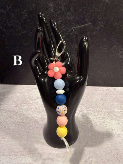 Spring Flower Silicone Beaded Keychain