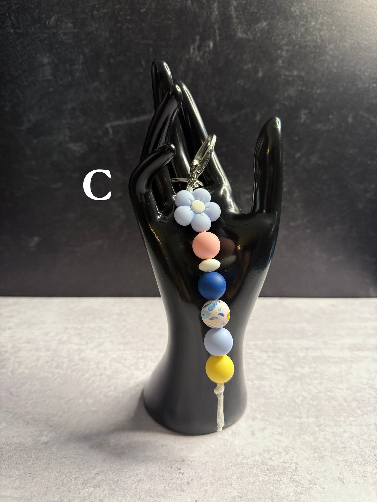 Spring Flower Silicone Beaded Keychain