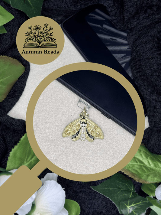 Golden Leaf Moth USB‑C Dust Plug Charm
