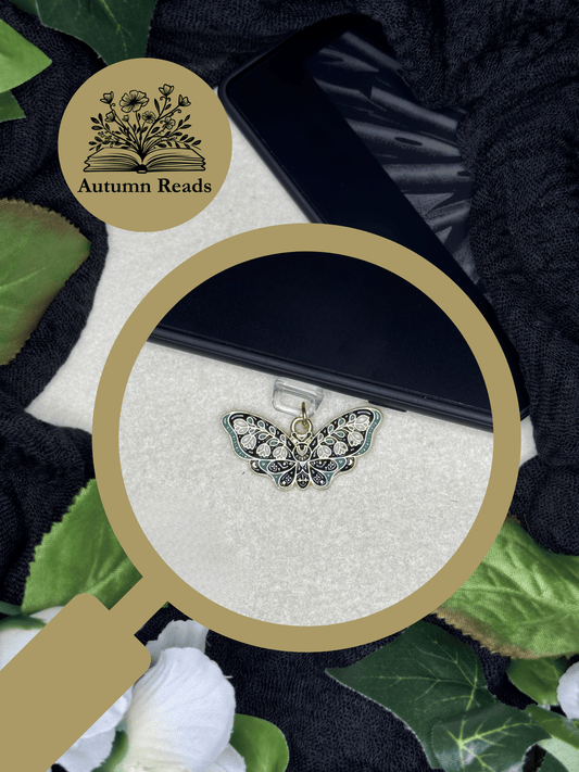 Green Flower Moth USB‑C Dust Plug Charm