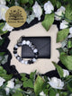Midnight Flowers handmade beaded keychain paired with a black faux leather wallet by Autumn Reads LLC