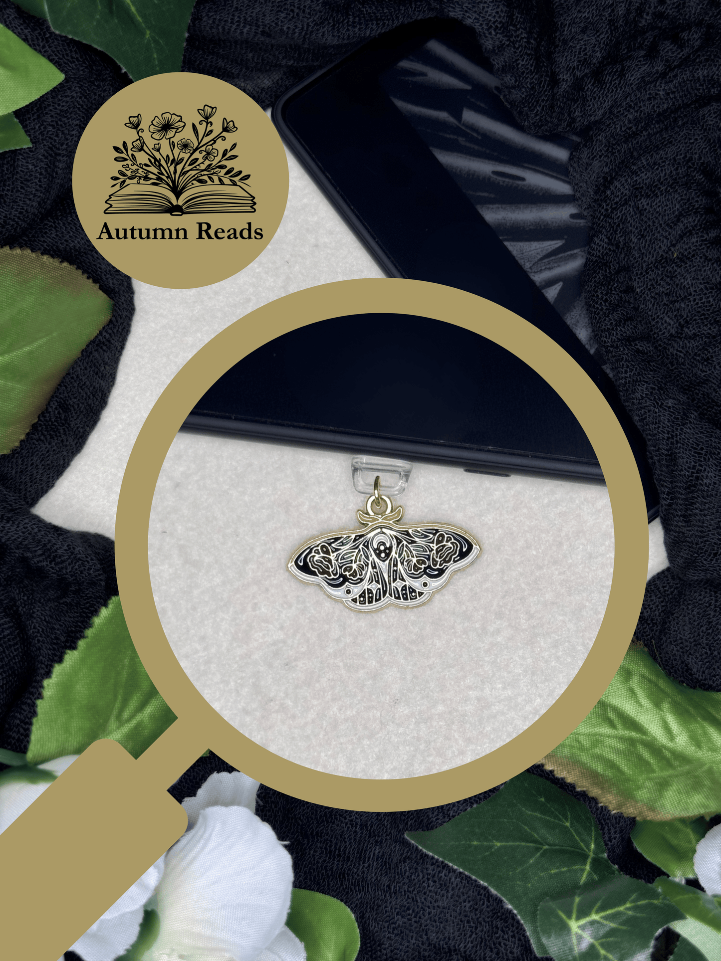 Rose Moth USB‑C Dust Plug Charm