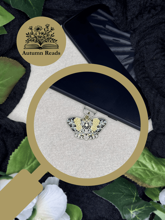 Yellow Flower Moth USB‑C Dust Plug Charm